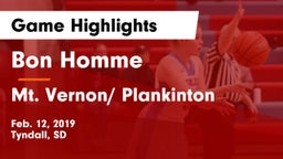 Bon Homme  vs Mt. Vernon/ Plankinton Game Highlights - Feb. 12, 2019
