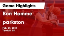 Bon Homme  vs parkston Game Highlights - Feb. 25, 2019