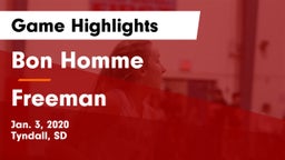 Bon Homme  vs Freeman Game Highlights - Jan. 3, 2020