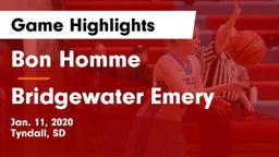 Bon Homme  vs Bridgewater Emery Game Highlights - Jan. 11, 2020