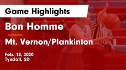 Bon Homme  vs Mt. Vernon/Plankinton  Game Highlights - Feb. 18, 2020