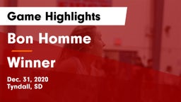Bon Homme  vs Winner  Game Highlights - Dec. 31, 2020