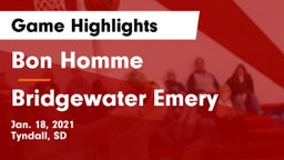 Bon Homme  vs Bridgewater Emery Game Highlights - Jan. 18, 2021