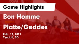 Bon Homme  vs Platte/Geddes  Game Highlights - Feb. 12, 2021