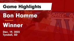 Bon Homme  vs Winner  Game Highlights - Dec. 19, 2023