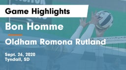 Bon Homme  vs Oldham Romona Rutland Game Highlights - Sept. 26, 2020