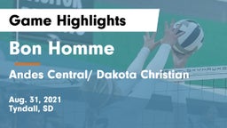 Bon Homme  vs Andes Central/ Dakota Christian Game Highlights - Aug. 31, 2021