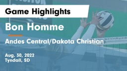 Bon Homme  vs Andes Central/Dakota Christian Game Highlights - Aug. 30, 2022