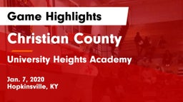 Christian County  vs University Heights Academy Game Highlights - Jan. 7, 2020