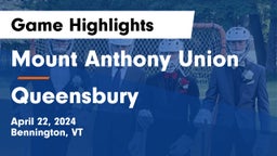 Mount Anthony Union  vs Queensbury  Game Highlights - April 22, 2024