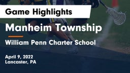 Manheim Township  vs William Penn Charter School Game Highlights - April 9, 2022