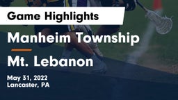 Manheim Township  vs Mt. Lebanon  Game Highlights - May 31, 2022
