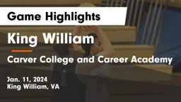 King William  vs Carver College and Career Academy Game Highlights - Jan. 11, 2024