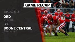 Recap: Ord  vs. Boone Central  2016