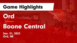 Ord  vs Boone Central Game Highlights - Jan. 21, 2022
