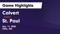 Calvert  vs St. Paul  Game Highlights - Jan. 11, 2020