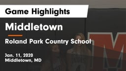 Middletown  vs Roland Park Country School Game Highlights - Jan. 11, 2020