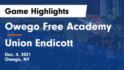Owego Free Academy  vs Union Endicott Game Highlights - Dec. 4, 2021