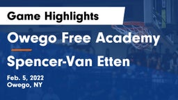 Owego Free Academy  vs Spencer-Van Etten  Game Highlights - Feb. 5, 2022