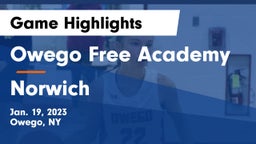 Owego Free Academy  vs Norwich  Game Highlights - Jan. 19, 2023