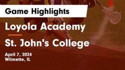 Loyola Academy  vs St. John's College  Game Highlights - April 7, 2024