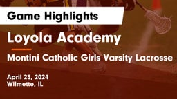 Loyola Academy  vs Montini Catholic Girls Varsity Lacrosse Game Highlights - April 23, 2024