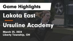 Lakota East  vs Ursuline Academy Game Highlights - March 25, 2024