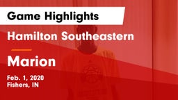 Hamilton Southeastern  vs Marion  Game Highlights - Feb. 1, 2020