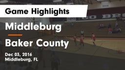 Middleburg  vs Baker County  Game Highlights - Dec 03, 2016