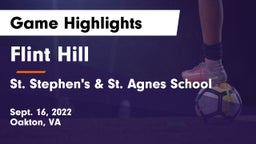 Flint Hill  vs St. Stephen's & St. Agnes School Game Highlights - Sept. 16, 2022