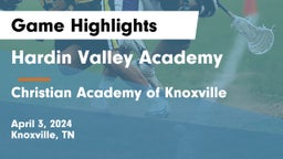 Hardin Valley Academy vs Christian Academy of Knoxville Game Highlights - April 3, 2024