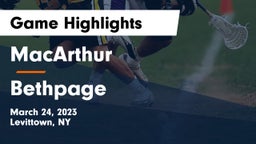 MacArthur  vs Bethpage  Game Highlights - March 24, 2023