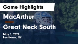 MacArthur  vs Great Neck South Game Highlights - May 1, 2024