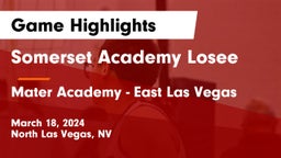 Somerset Academy Losee vs Mater Academy - East Las Vegas  Game Highlights - March 18, 2024