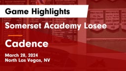 Somerset Academy Losee vs Cadence Game Highlights - March 28, 2024