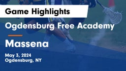 Ogdensburg Free Academy  vs Massena  Game Highlights - May 3, 2024