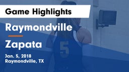 Raymondville  vs Zapata Game Highlights - Jan. 5, 2018