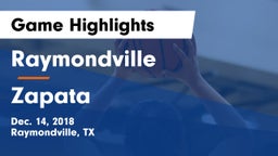Raymondville  vs Zapata Game Highlights - Dec. 14, 2018