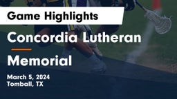 Concordia Lutheran  vs Memorial  Game Highlights - March 5, 2024
