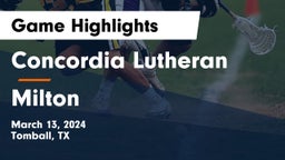 Concordia Lutheran  vs Milton  Game Highlights - March 13, 2024