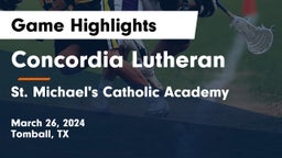 Concordia Lutheran  vs St. Michael's Catholic Academy Game Highlights - March 26, 2024