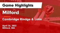 Milford  vs Cambridge Rindge & Latin  Game Highlights - April 26, 2022