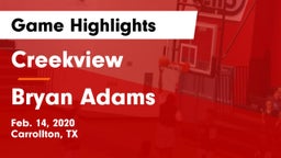 Creekview  vs Bryan Adams  Game Highlights - Feb. 14, 2020