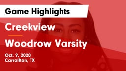Creekview  vs Woodrow Varsity Game Highlights - Oct. 9, 2020