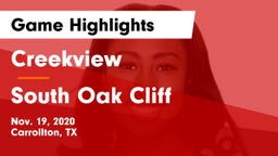 Creekview  vs South Oak Cliff  Game Highlights - Nov. 19, 2020