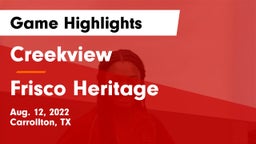 Creekview  vs Frisco Heritage  Game Highlights - Aug. 12, 2022
