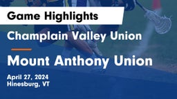 Champlain Valley Union  vs Mount Anthony Union  Game Highlights - April 27, 2024