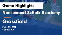 Nansemond Suffolk Academy vs Grassfield  Game Highlights - Feb. 26, 2020