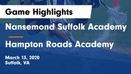 Nansemond Suffolk Academy vs Hampton Roads Academy  Game Highlights - March 13, 2020