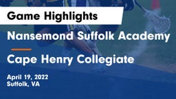 Nansemond Suffolk Academy vs Cape Henry Collegiate  Game Highlights - April 19, 2022